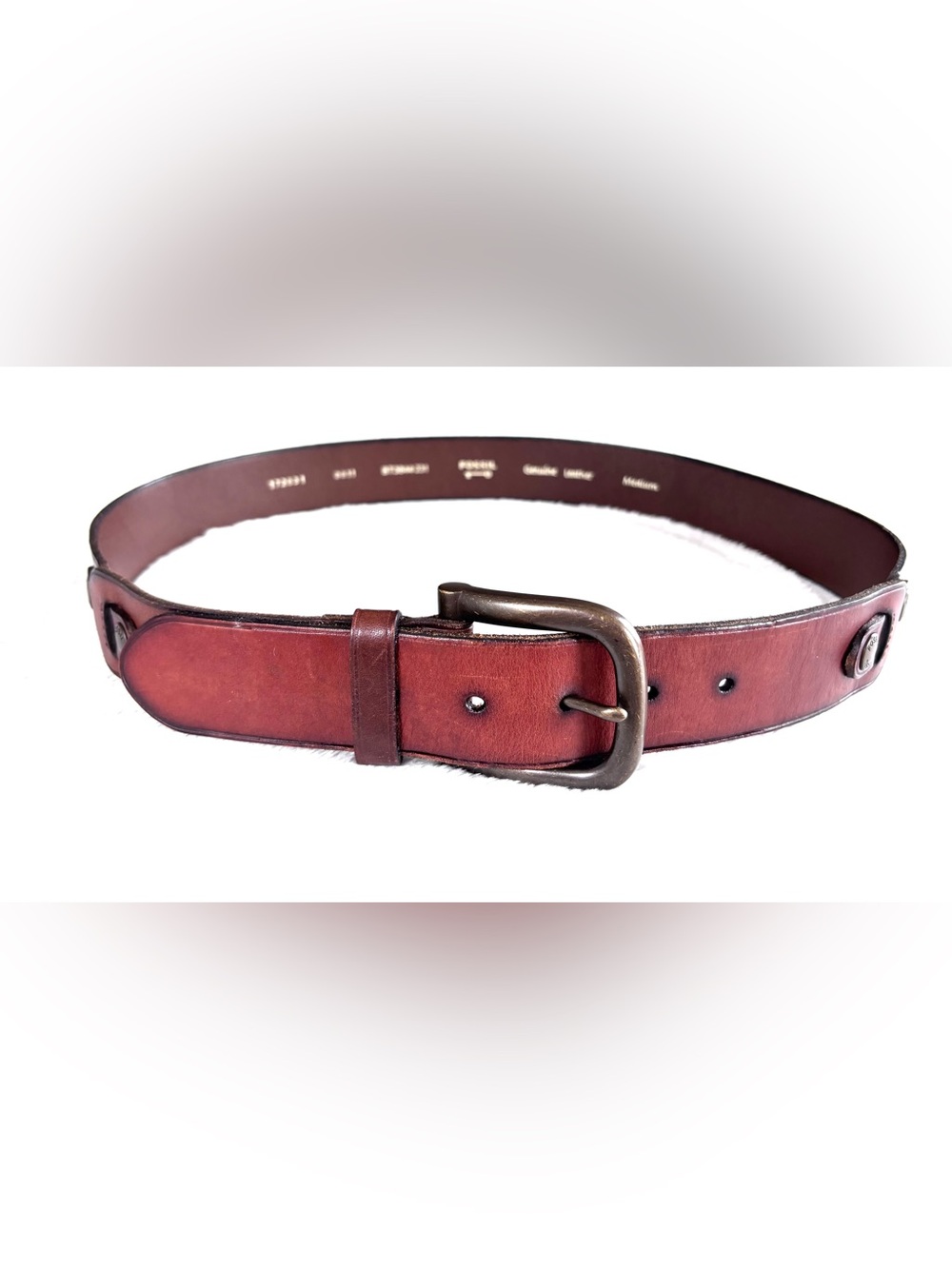 Fossil Western Utility Inspired Two-Tone Leather Belt, Brown, Size M